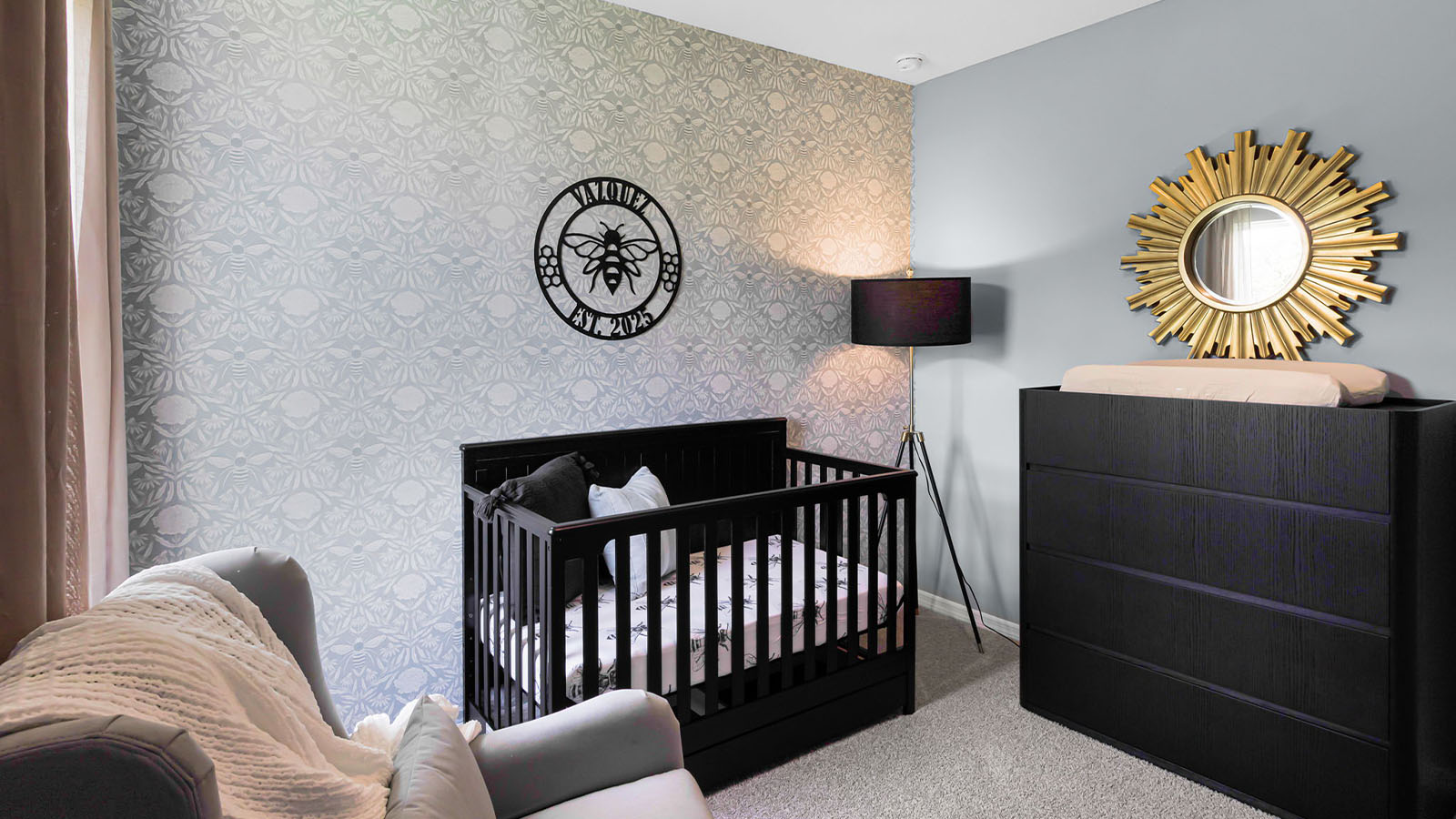 Nursery room showing crib