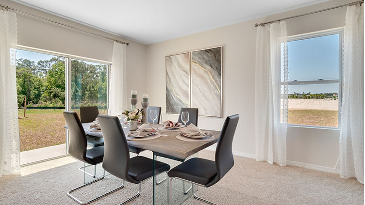 Dining room with sliding glass door