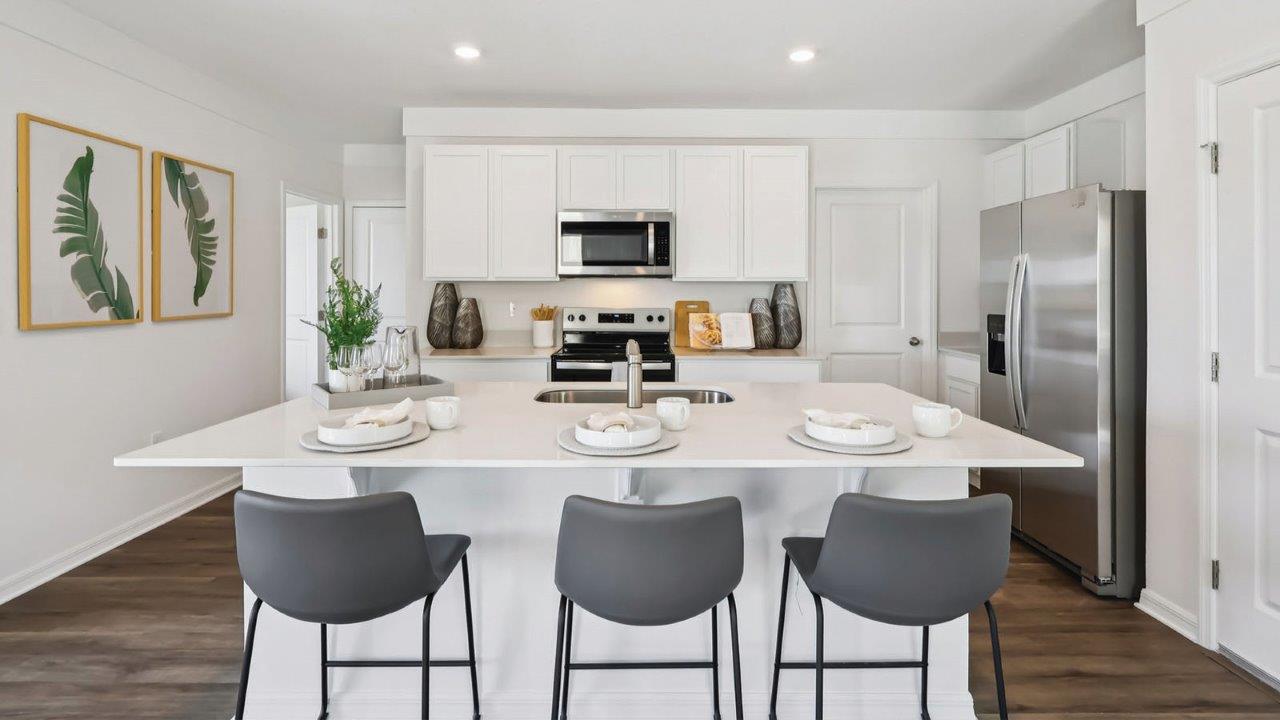 Kitchen overview with large island