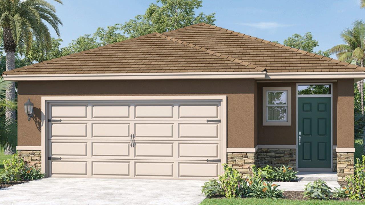 One story home exterior tan color home