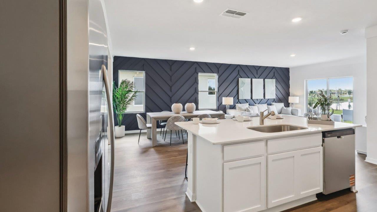 Kitchen view showing open space