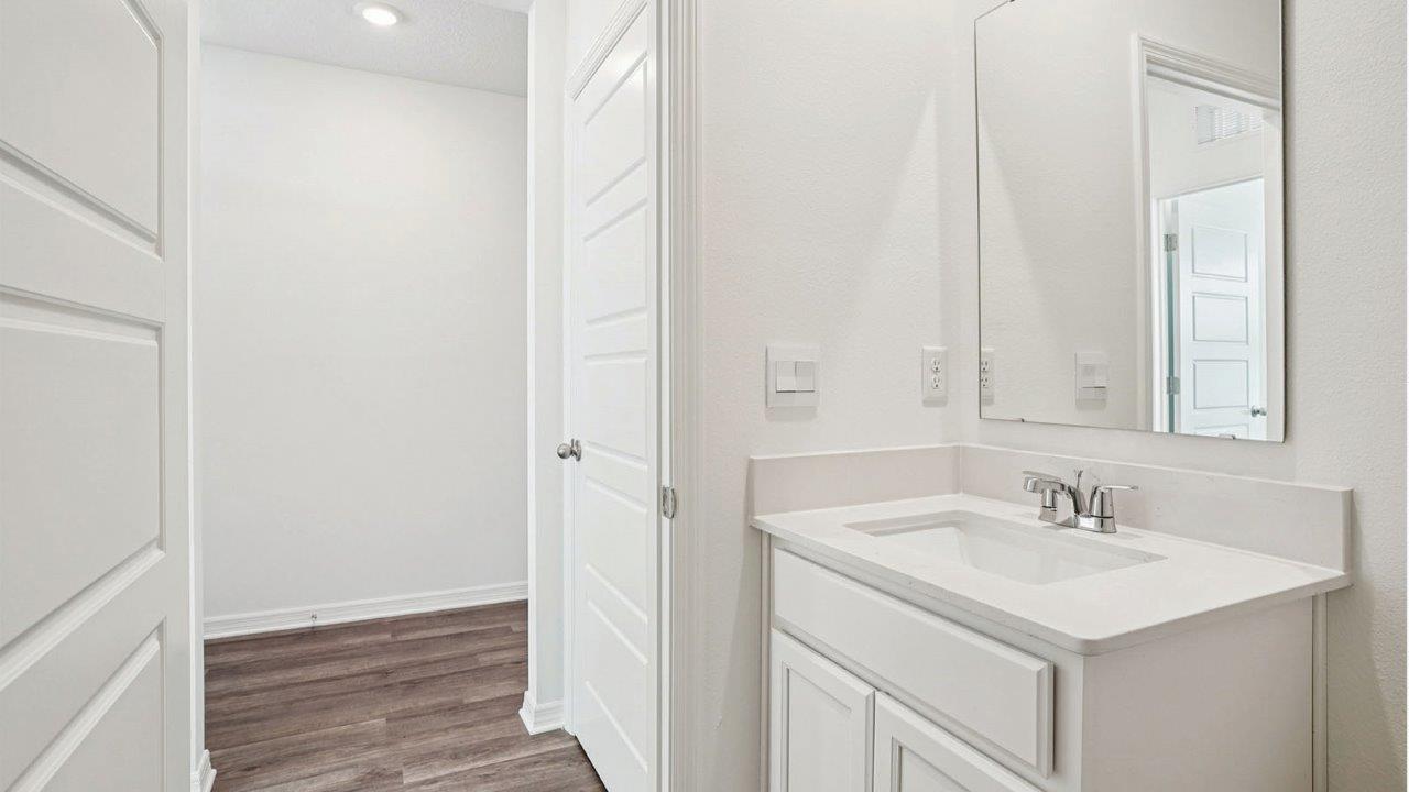 guest bathroom with single vanity