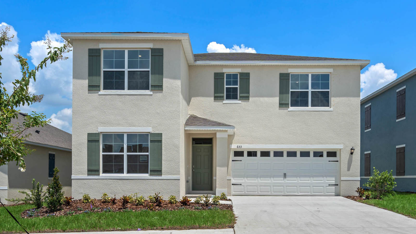 Two story single family home with two car garage