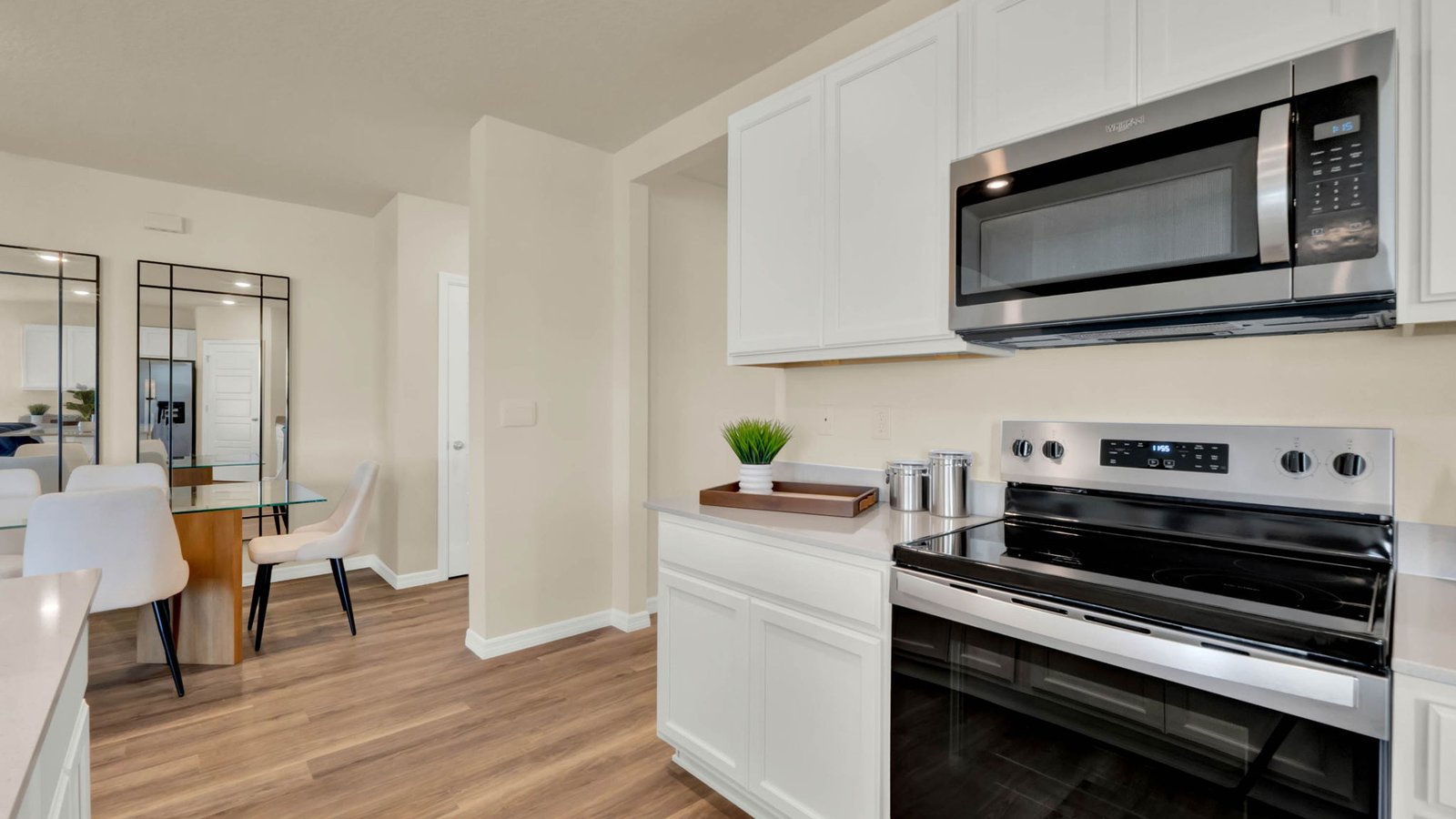 Kitchen with stainless steel appliances