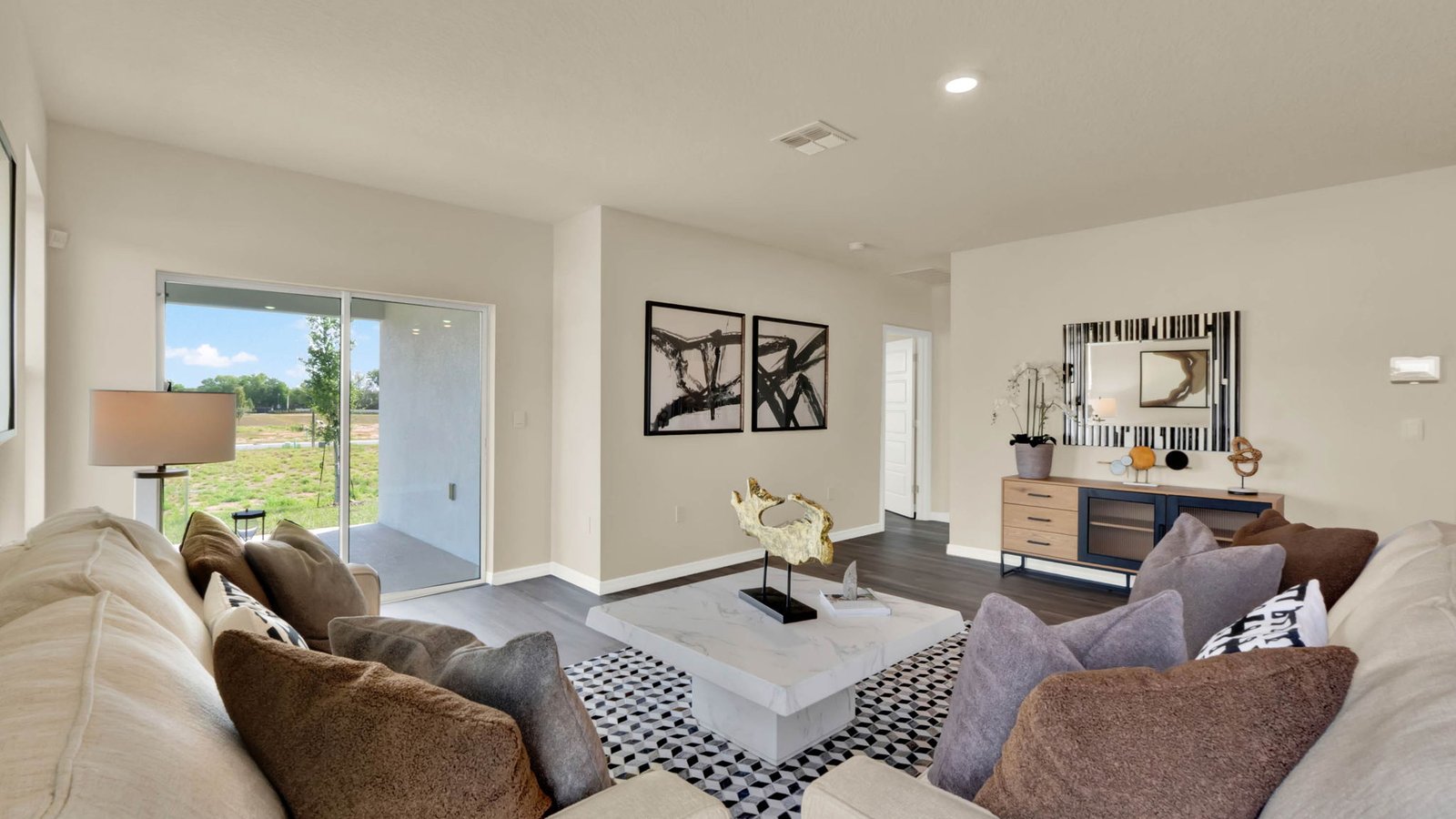 Living room with view of outdoor patio