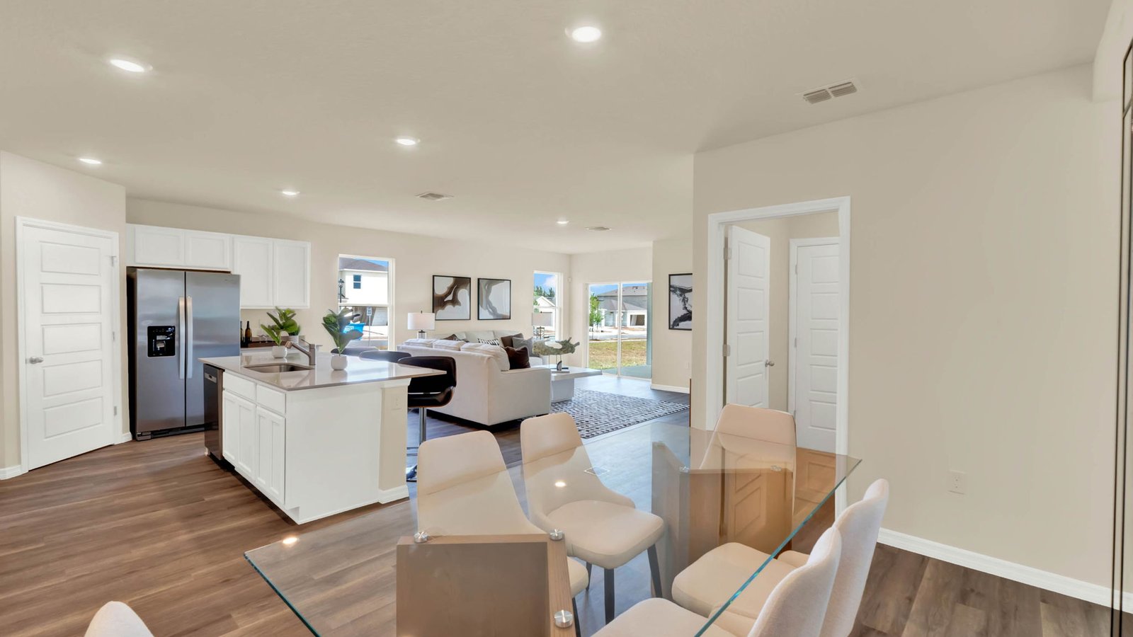 Dining room with view of living room