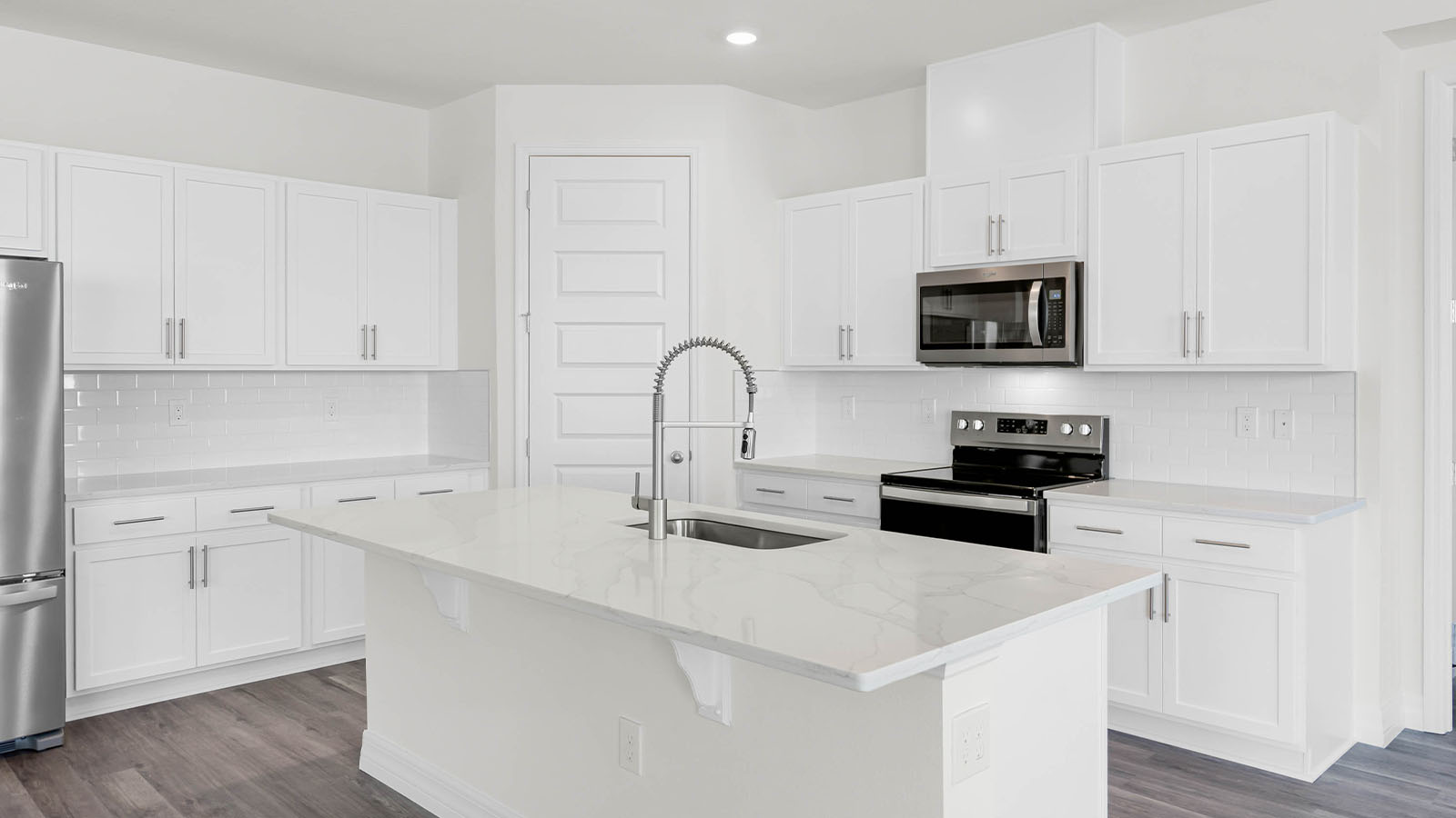 kitchen with white cabinets