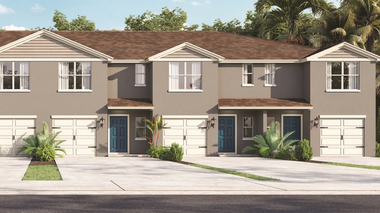 Rendering Two-story townhome with one-car garage