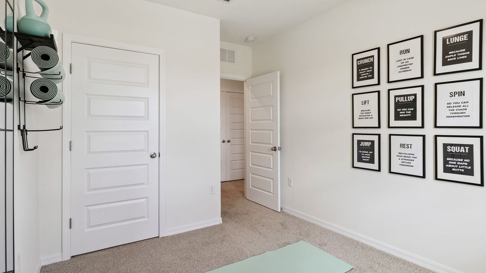 Additional Guest bedroom staged for yoga