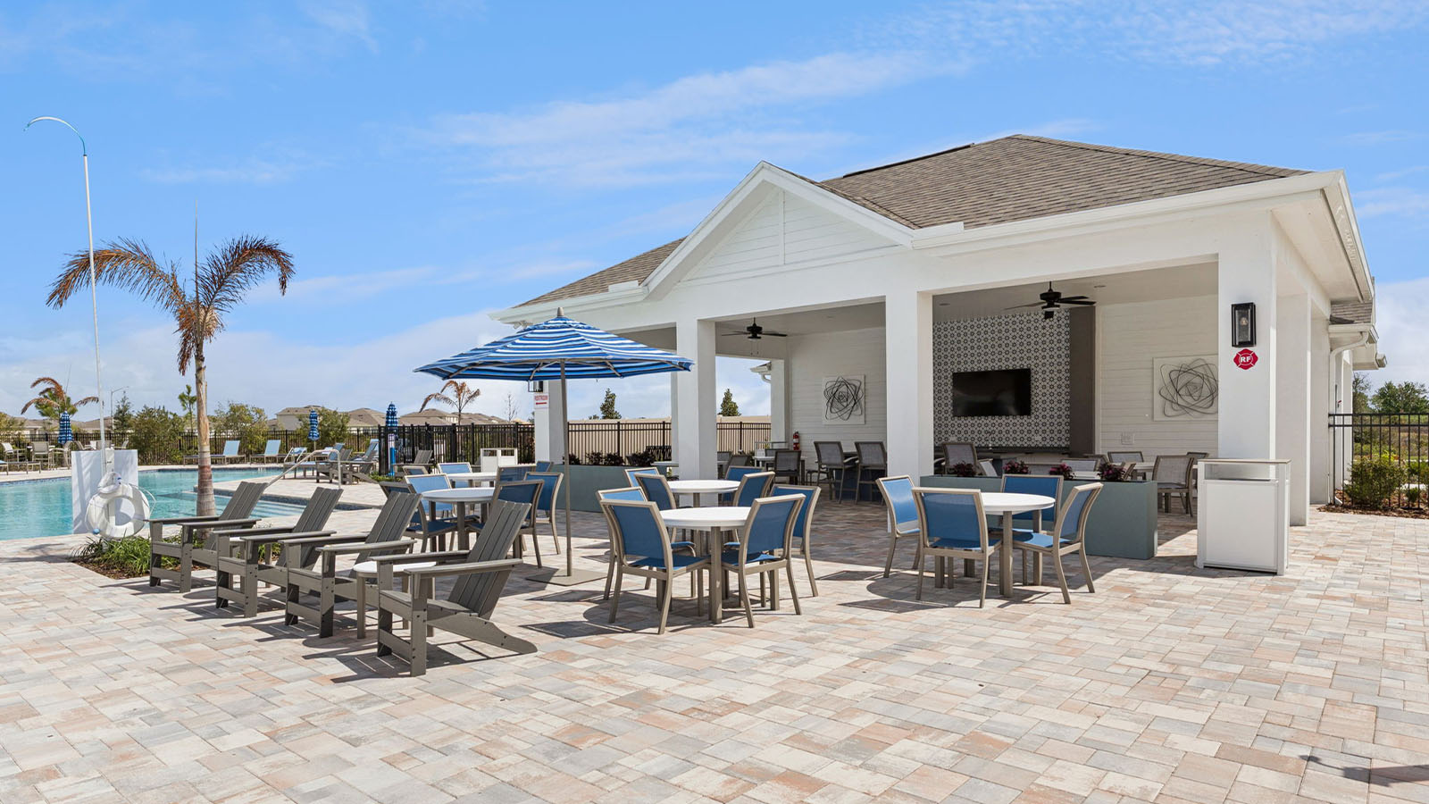 Cabana with lounge chairs