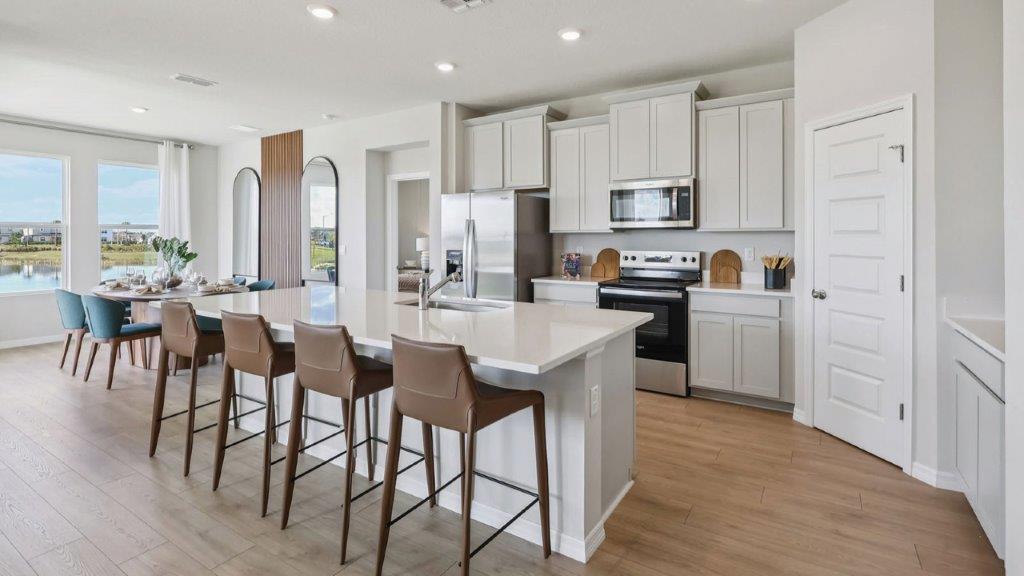 kitchen with walk in pantry and cabinets