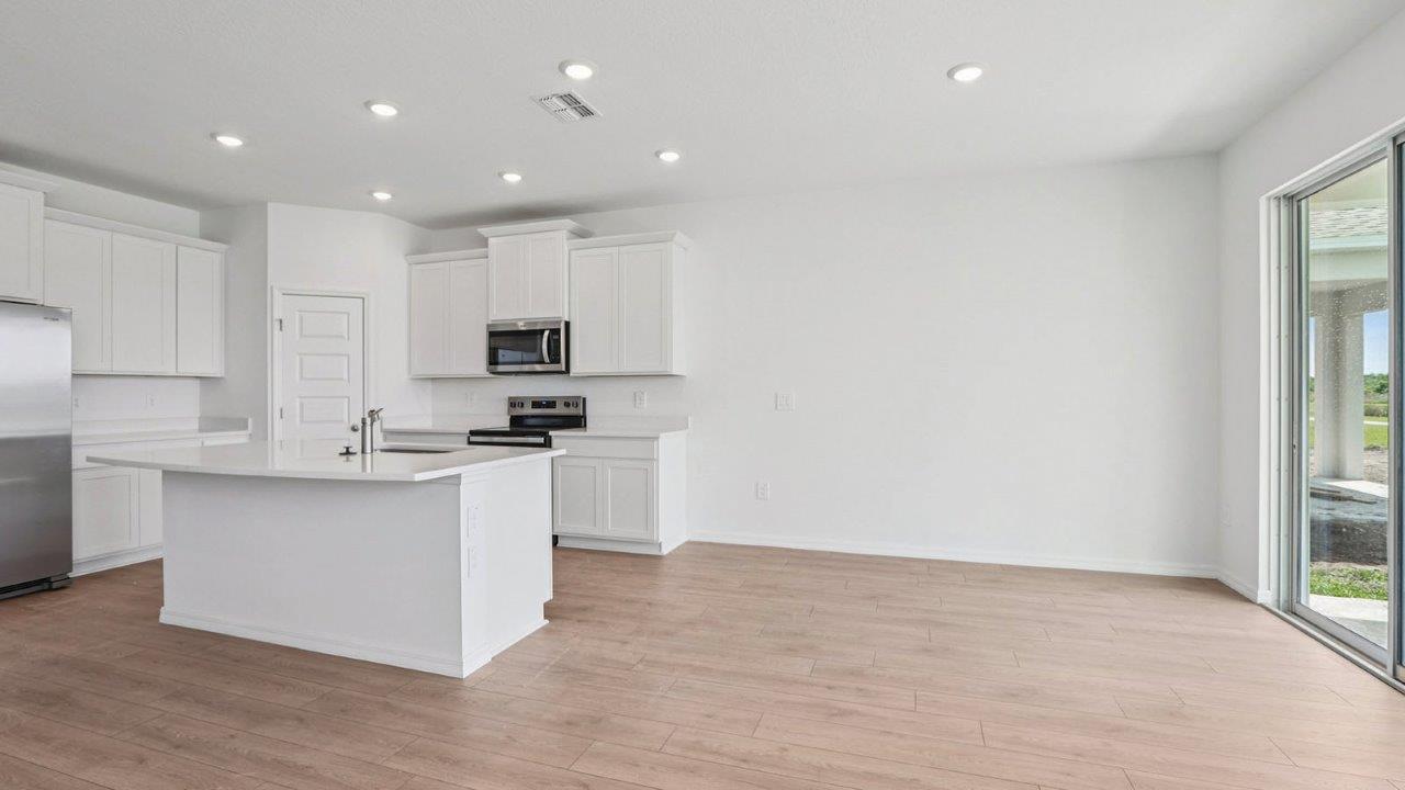 Kitchen adjacent to the sliding glass door