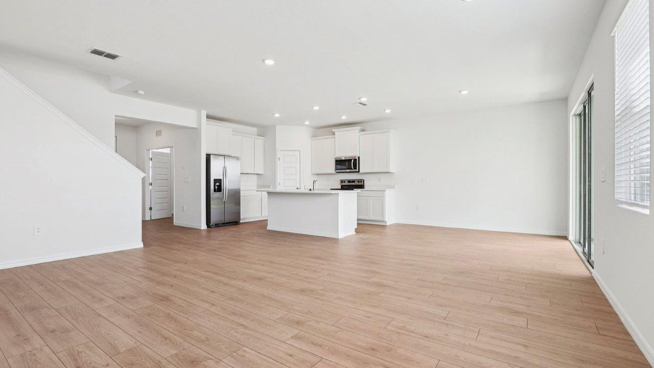 Living room with open concept kitchen