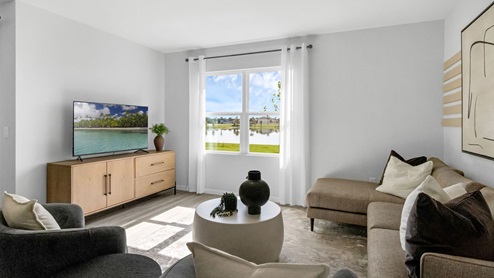 Living room area with luxury vinyl planks