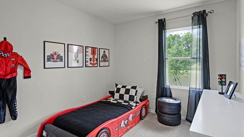Guest bedroom decorated for a boy