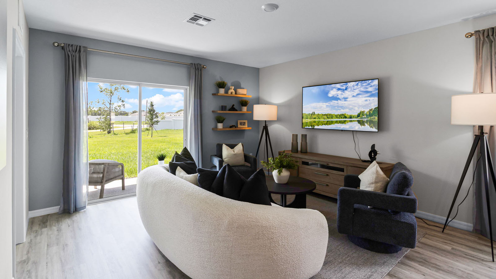 Living room decorated with TV