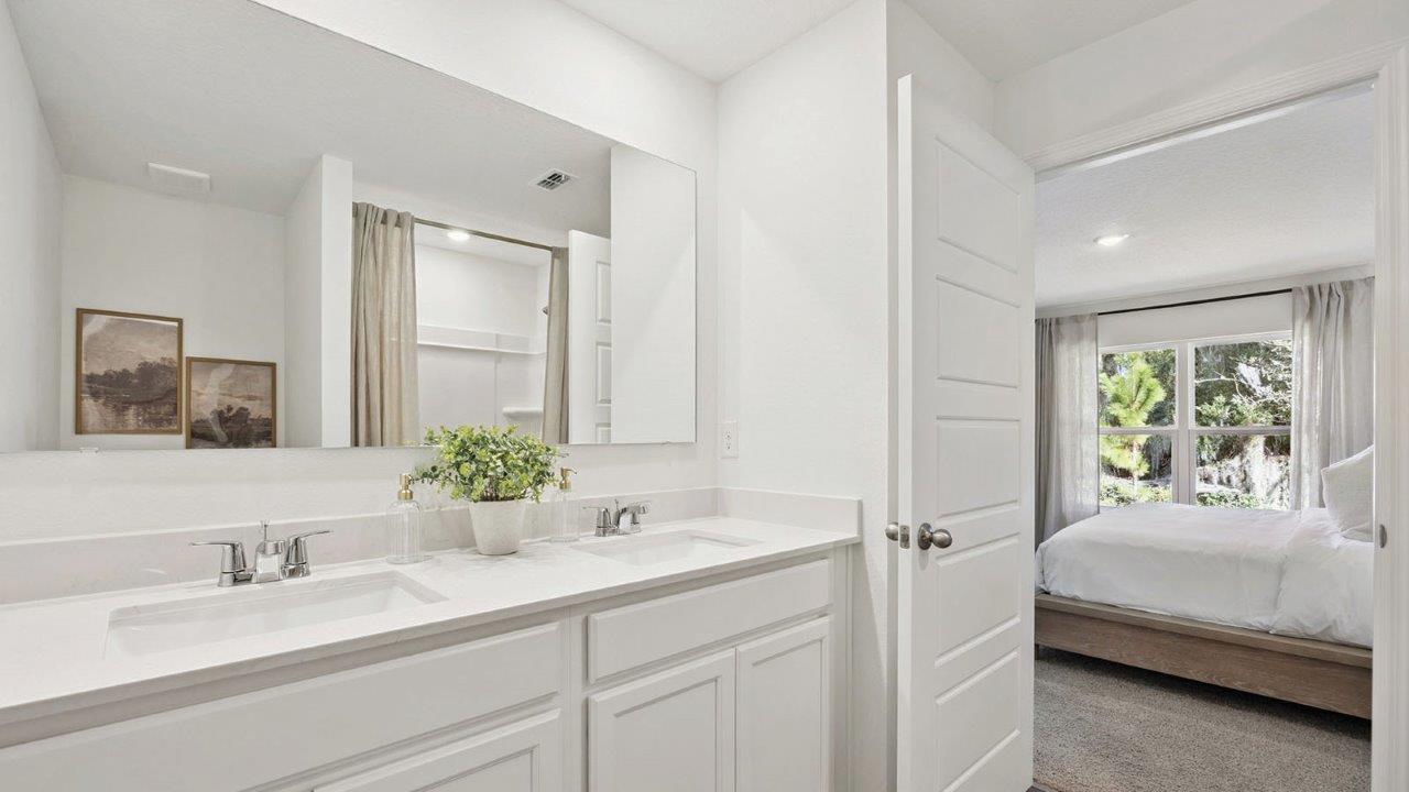 Primary bathroom with double vanity sink