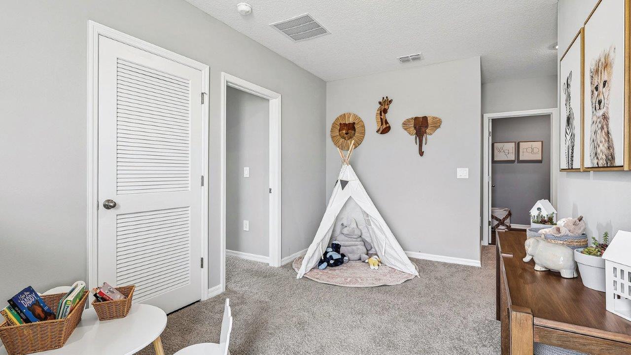 Loft with carpet flooring