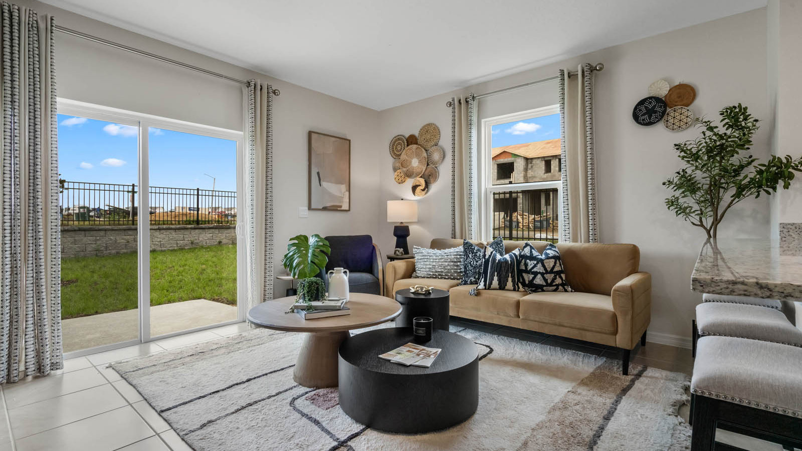 Living room with patio doors
