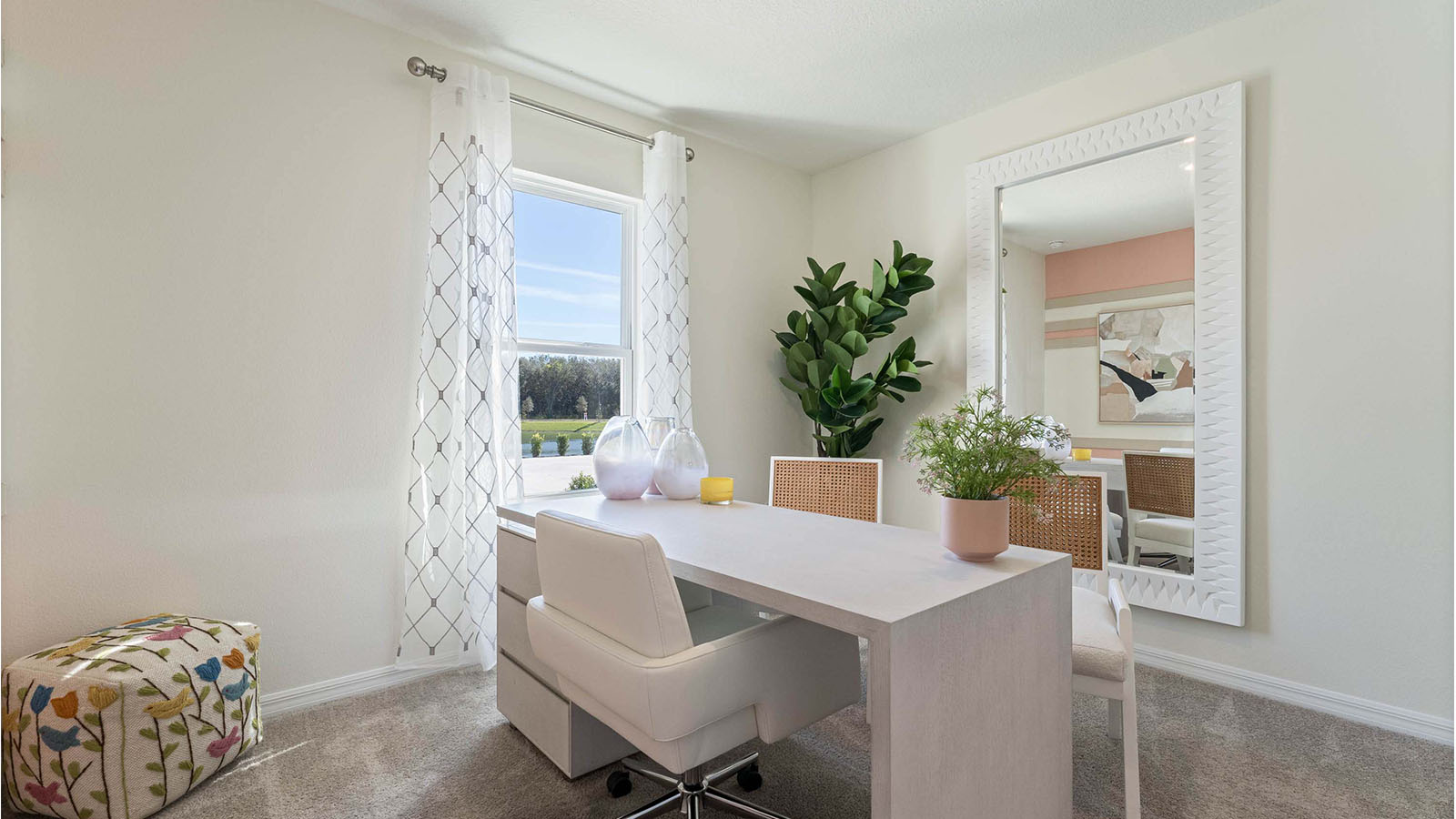 Office with desk and chairs