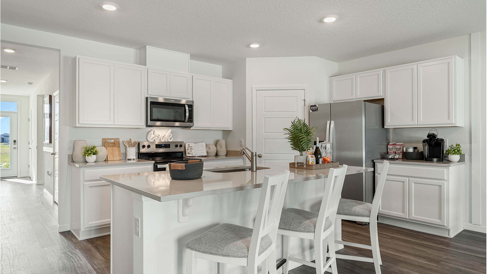 Spacious kitchen with large island with seating