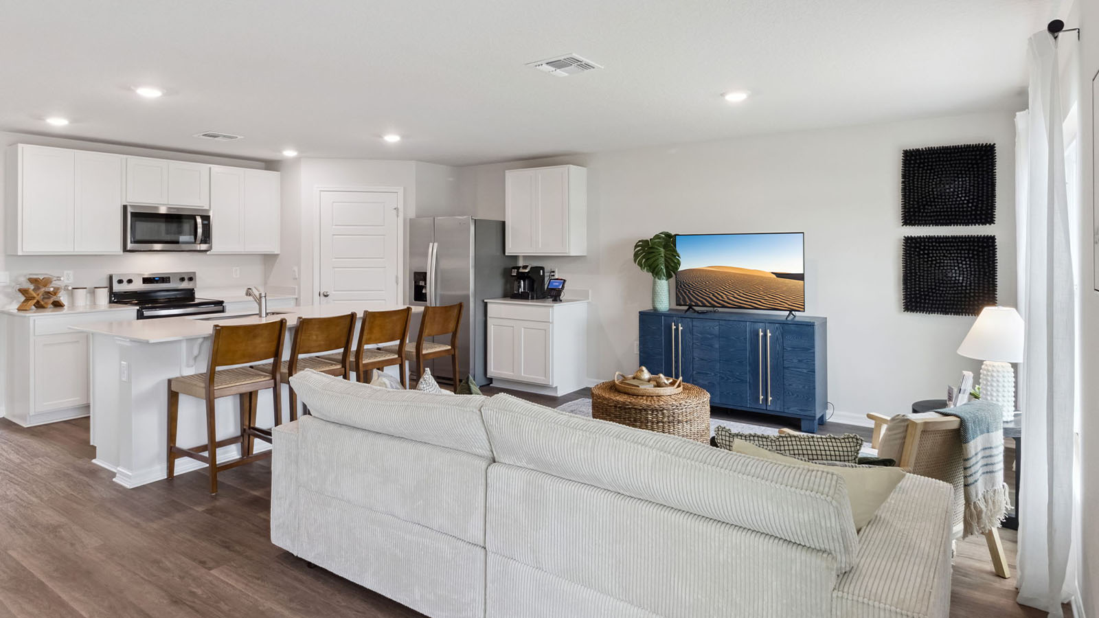 Living room overlooking the kitchen
