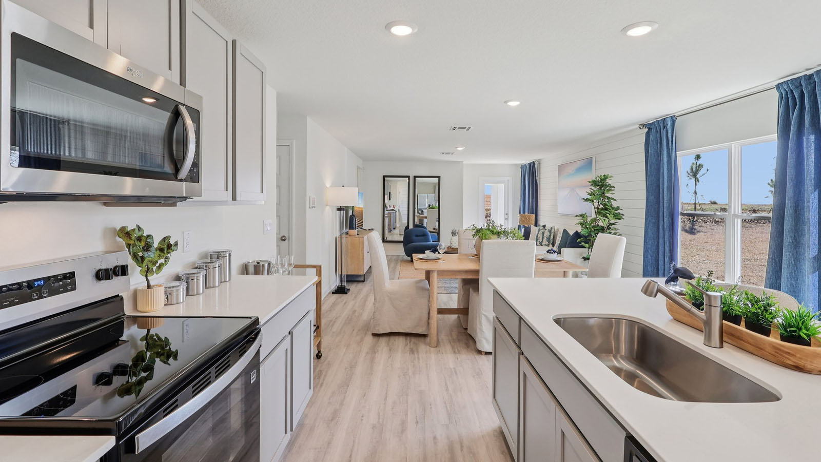 spacious countertops and stainless steel appliances