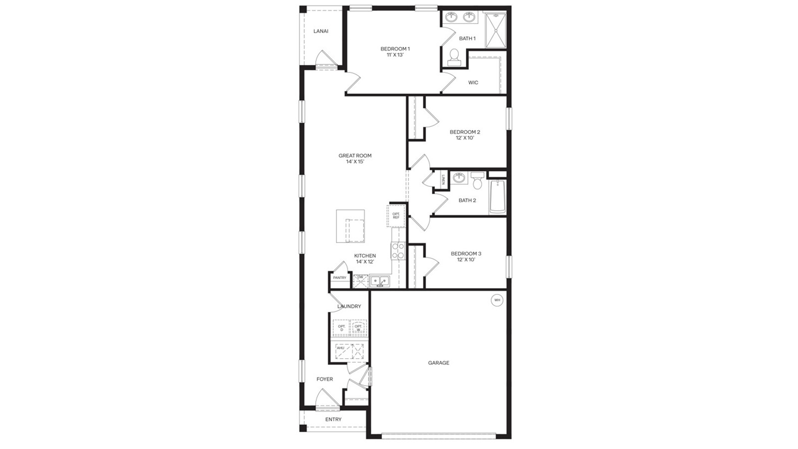 Floorplan of a one story home