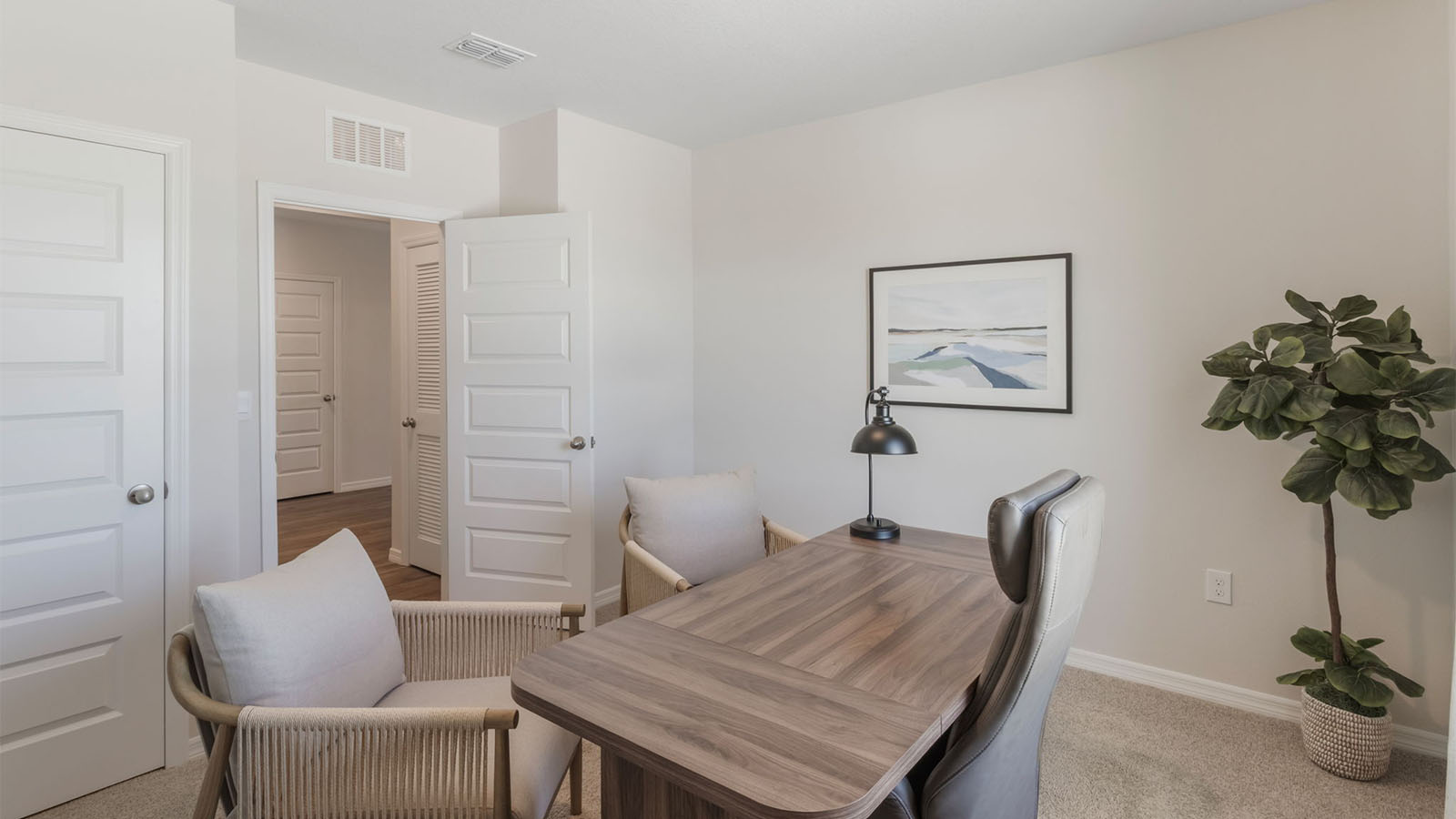Office space with carpet throughout