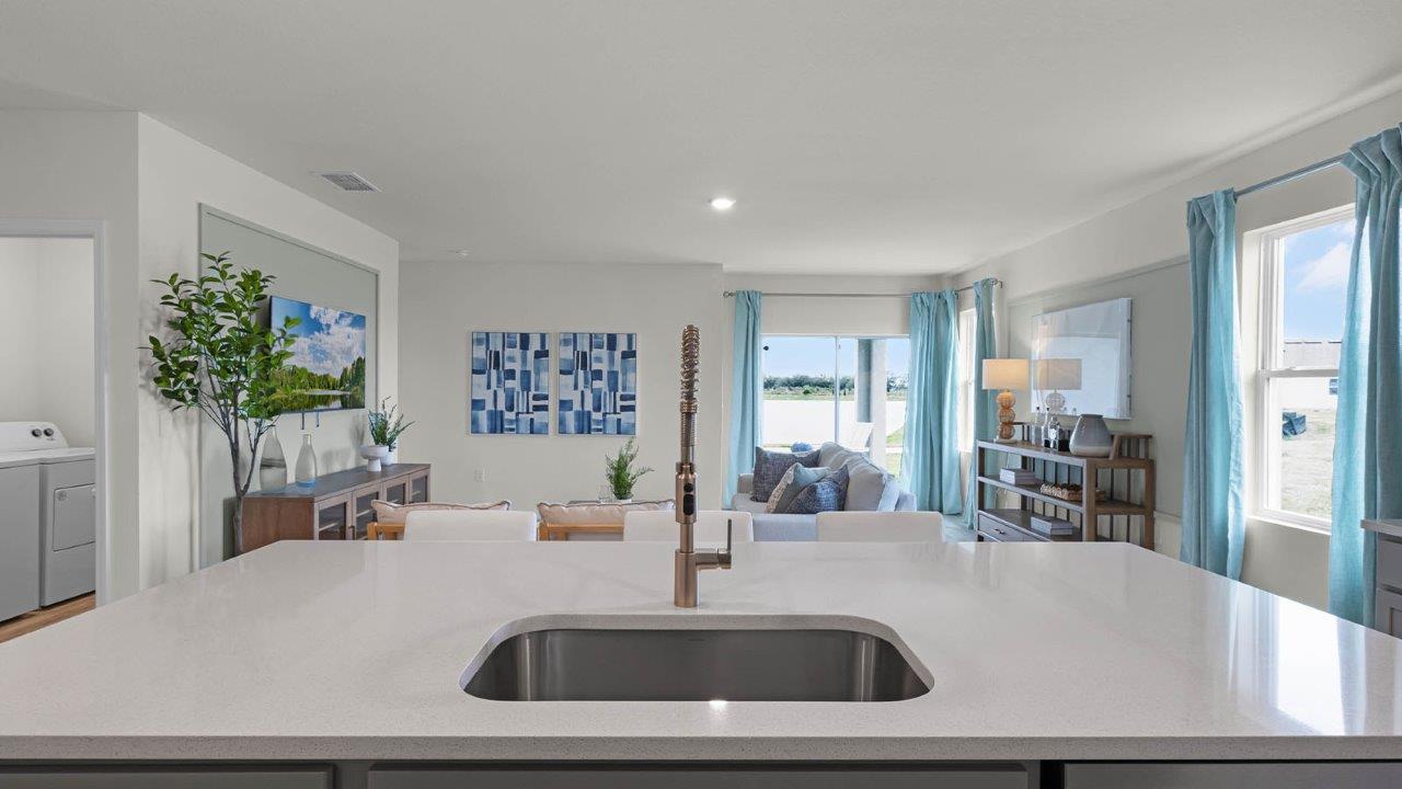 Large kitchen island with built in sink