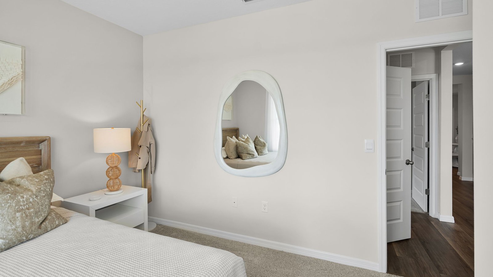 guest bedroom with view of door