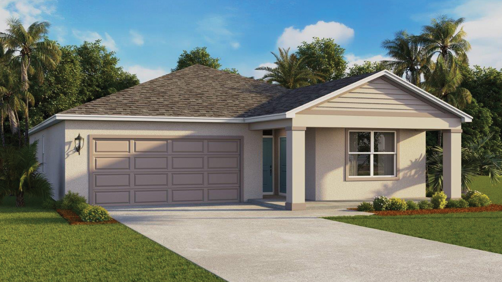 Exterior single-family home with 2 private entrances and front porch