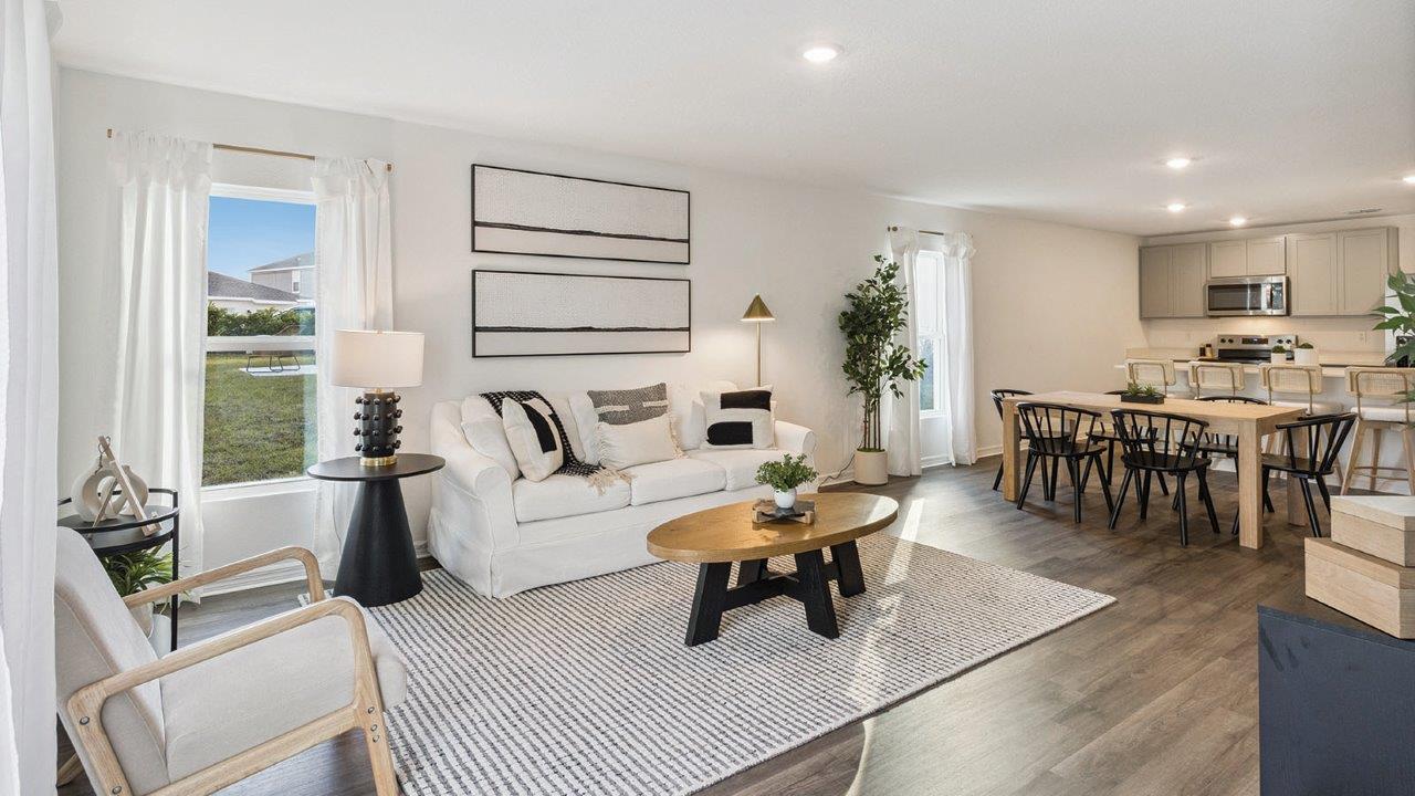 Living room overlooking the kitchen