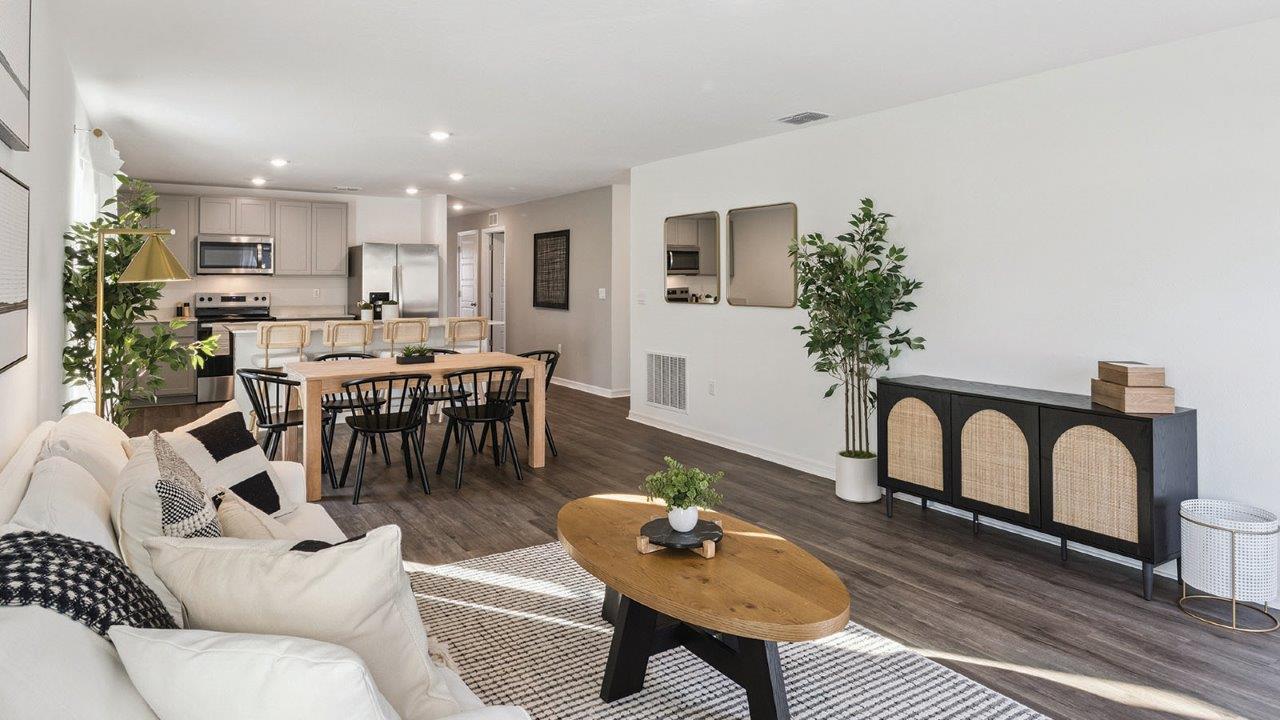 Living room overlooking the kitchen