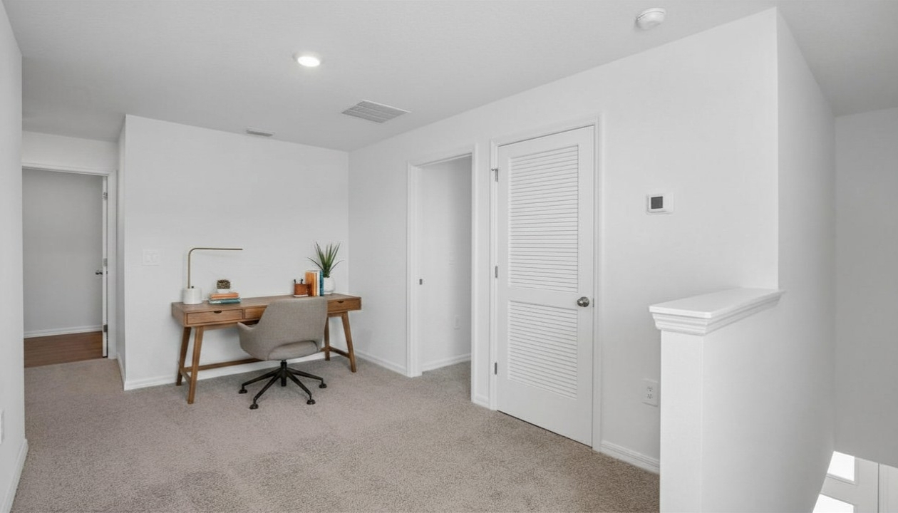 Spacious bonus room on second floor of home, with room of activities.