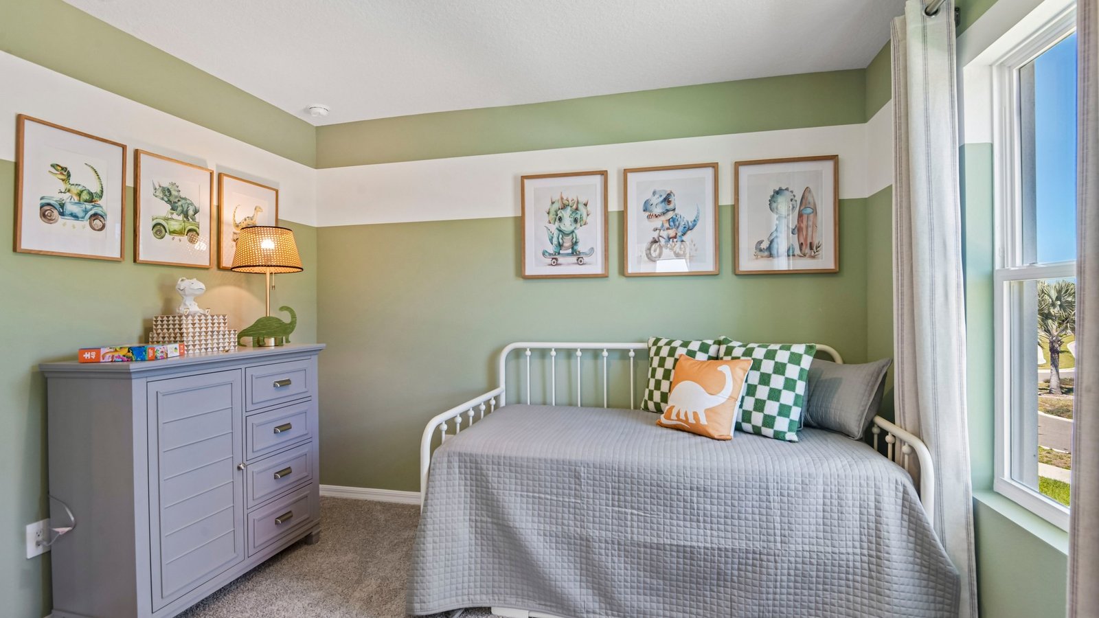 Guest bedroom with bed, nightstands and a roomy closet for storage.
