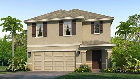 Rendering of the exterior of the Robie floorplan elevation G from the front