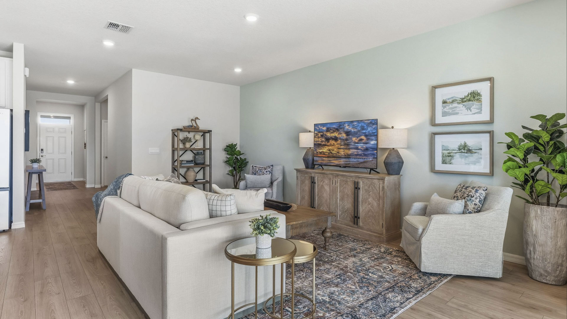 Great room in the Delray floorplan at Saddlestone by D.R. Horton in Lakewood Ranch Florida