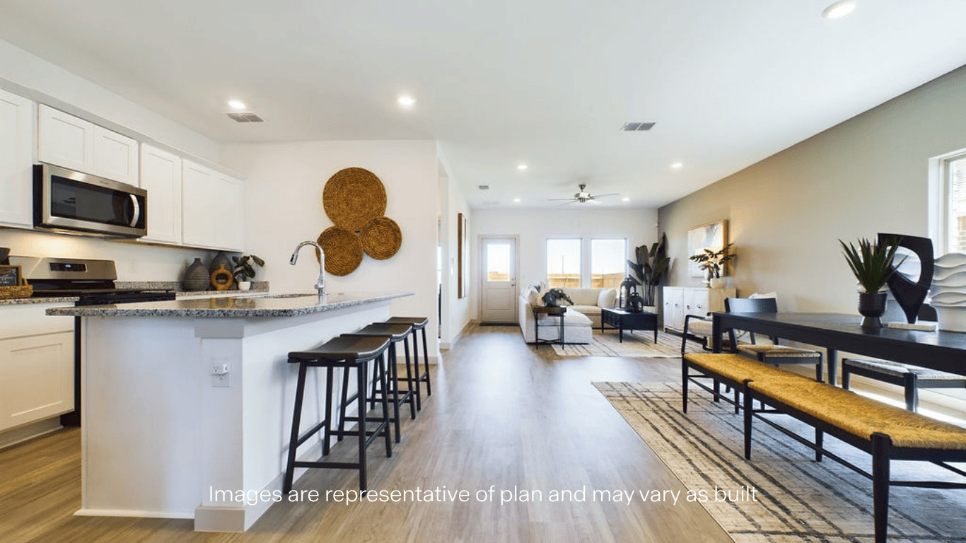 Open concept kitchen, living, family, and dining room space