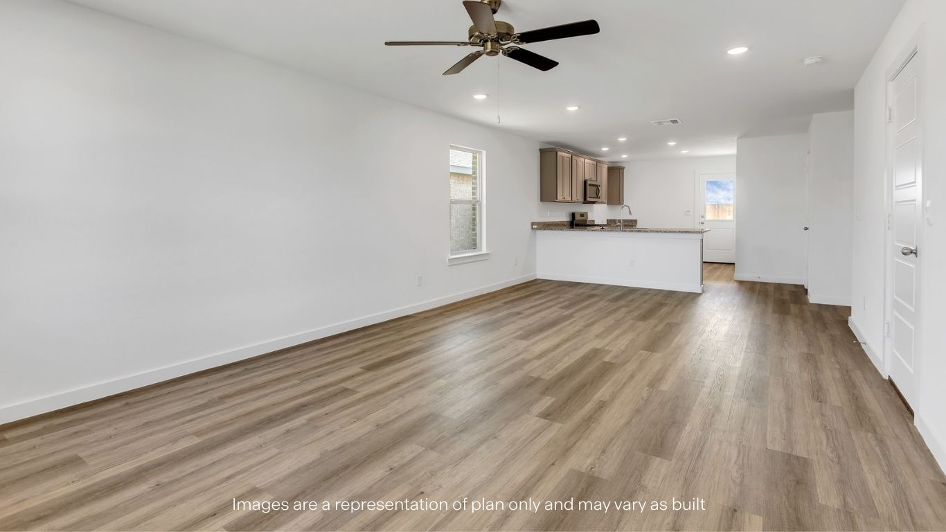 Open concept kitchen, living, family, and dining room space
