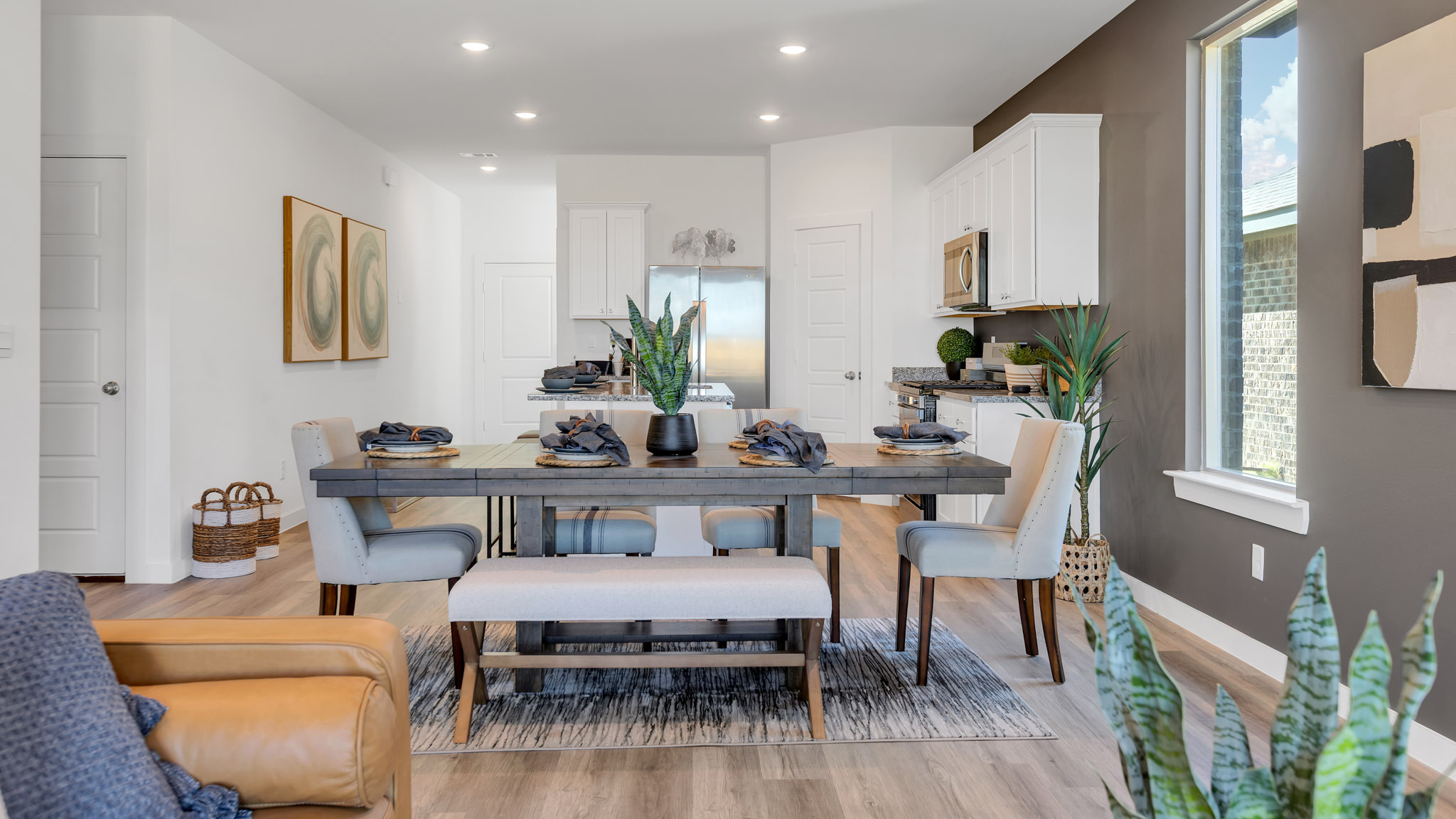 Open concept kitchen, living, family, and dining room space
