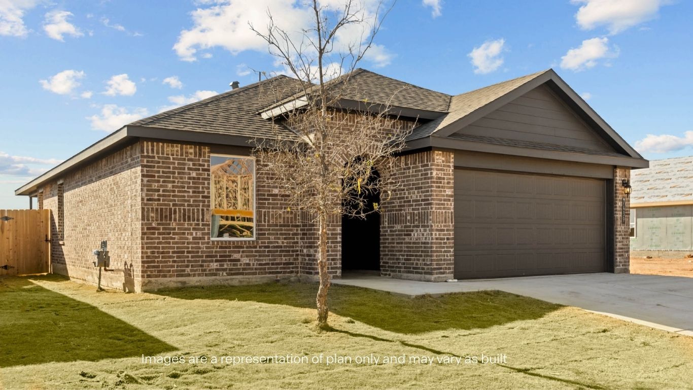 side view of single story brick home in lubbock