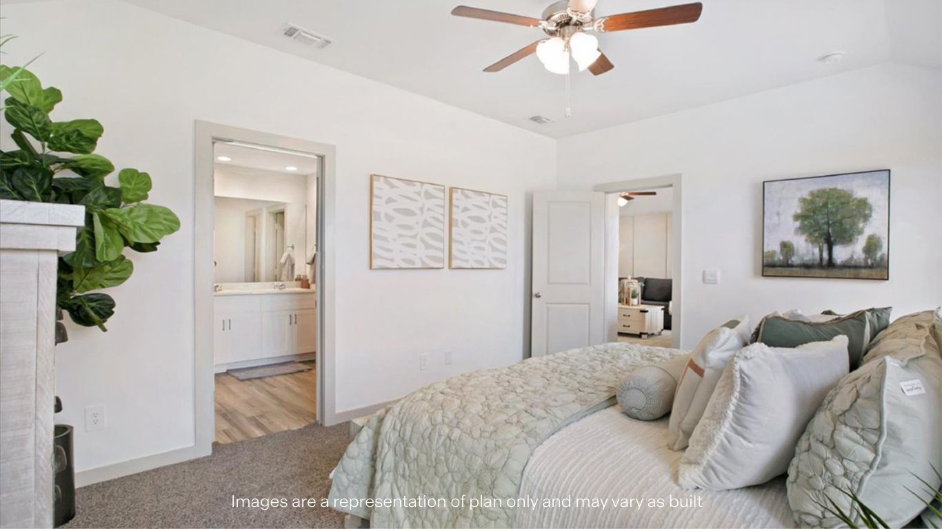 Primary bedroom with private attached bathroom and walk-in closet