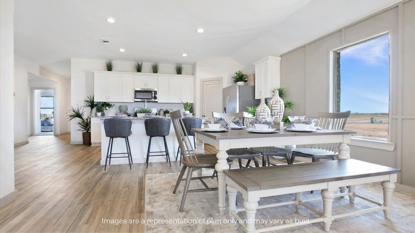 Open concept kitchen, living, family, and dining room space