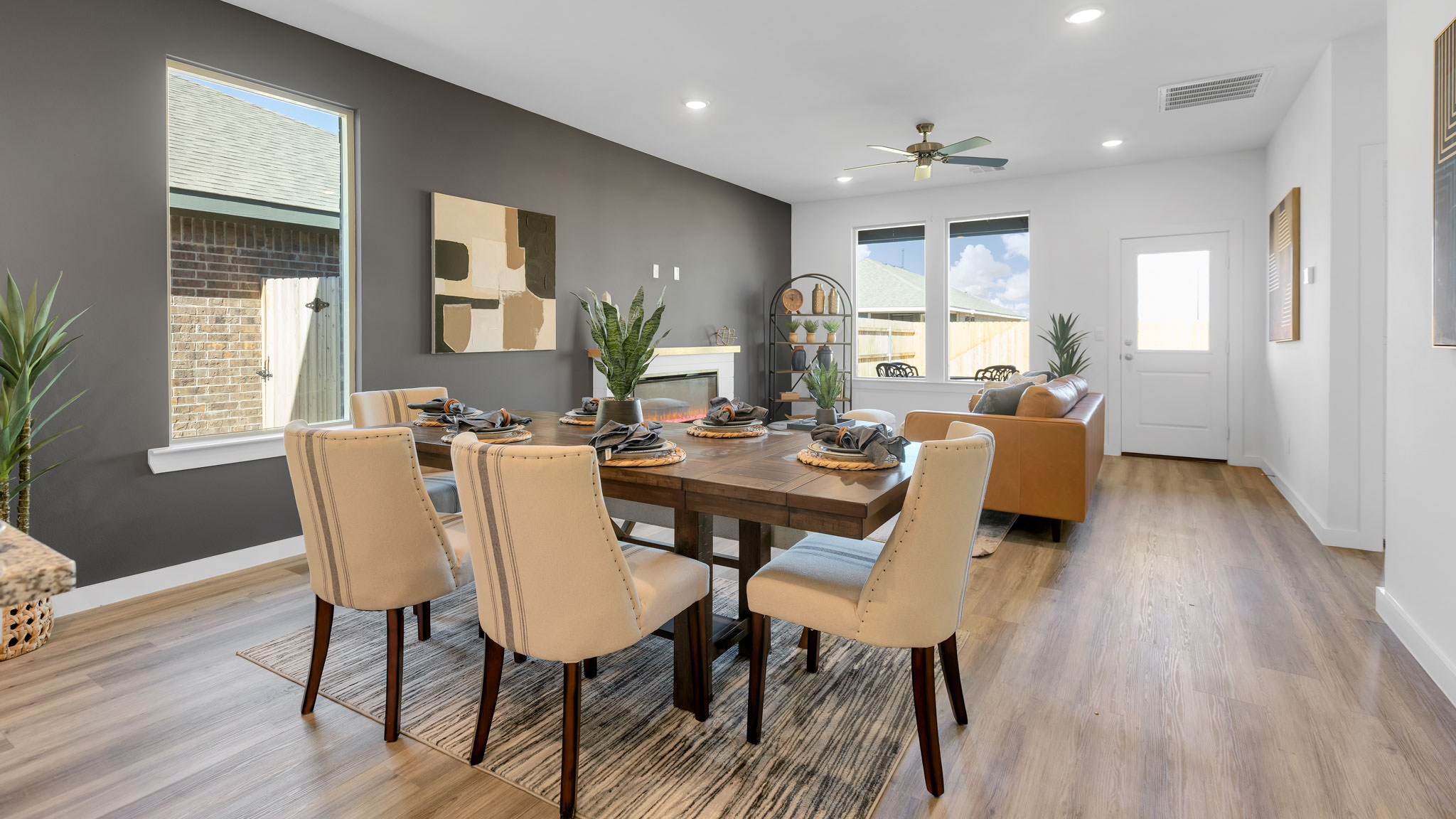Open concept kitchen, living, family, and dining room space