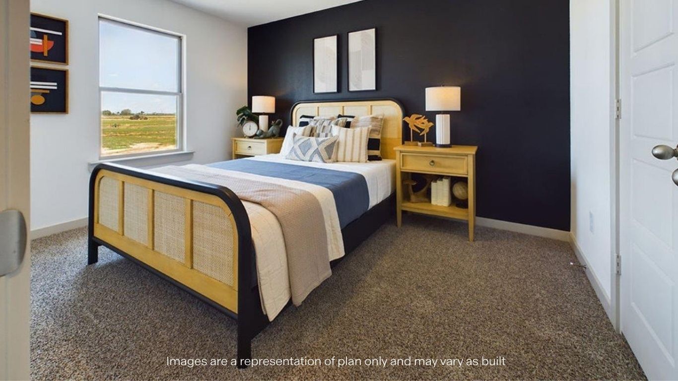 Guest bedroom 4 with plush carpet and side window