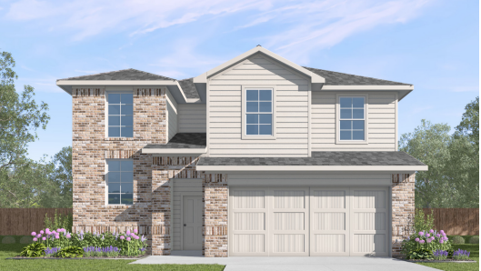 Exterior rendering of two story modern brick home