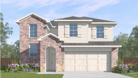 Exterior rendering of two story modern brick home