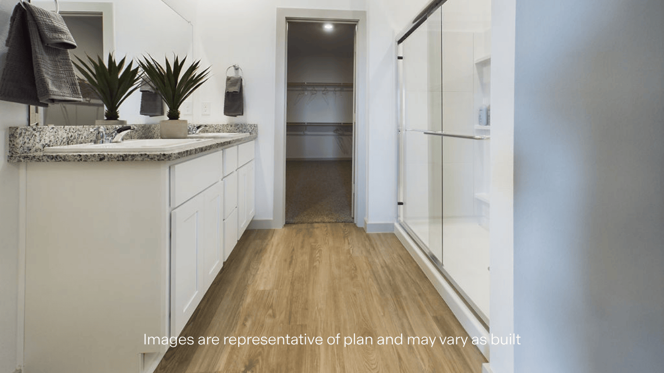 Primary bathroom with private water closet and walk-in closet
