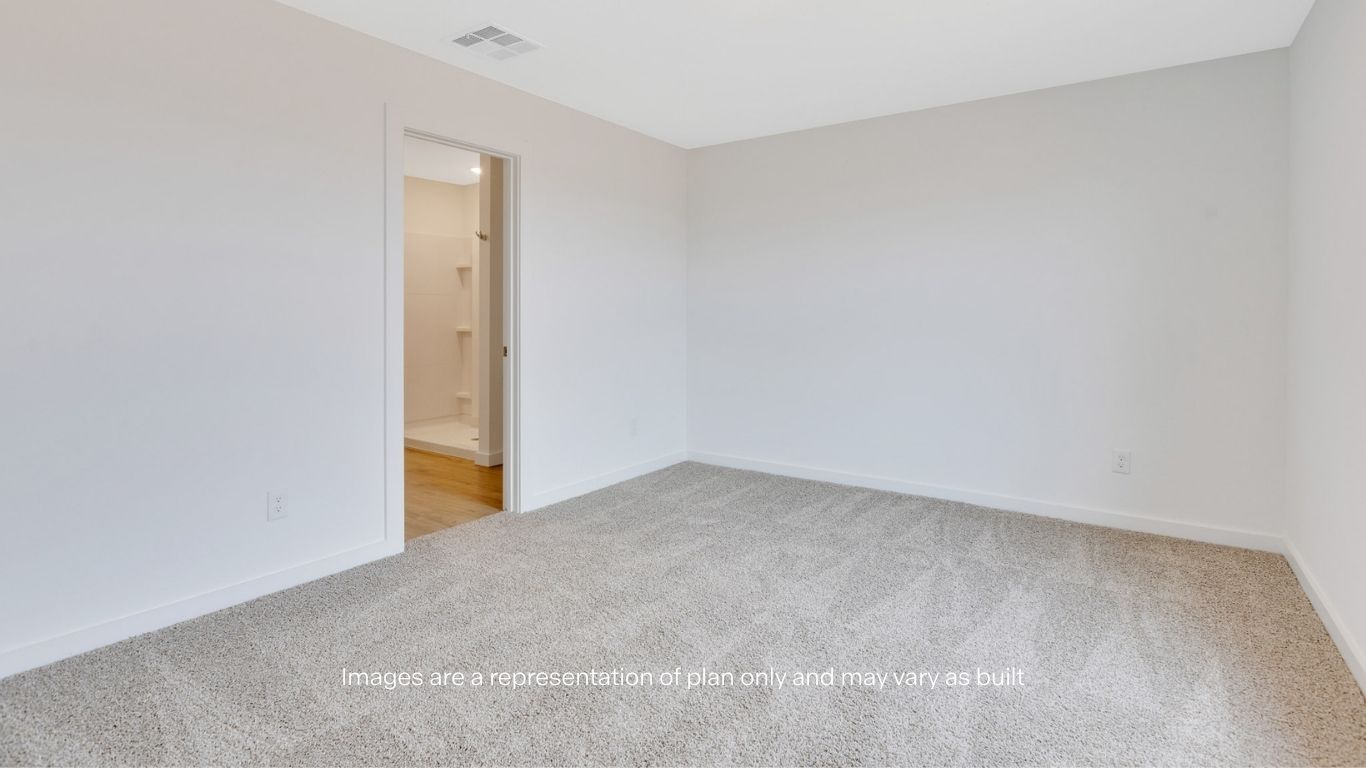 Primary bedroom with private attached bathroom and walk-in closet